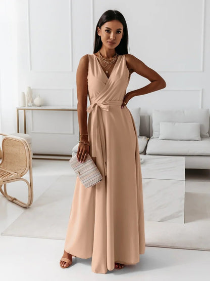 Maxi Klänning Dam V-hals Lång Polyester Elegant Snitt 5