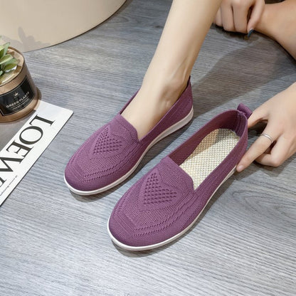 Kvinnors Slip-On Sneakers Andningsbart Stickat Gummi 6