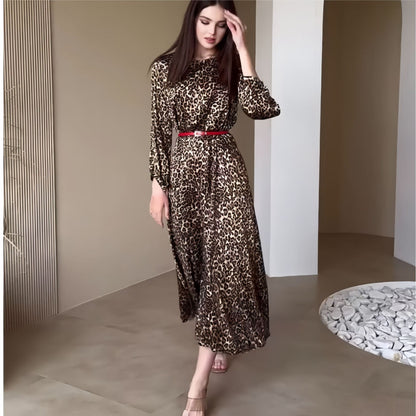 Dam Maxiklänning Löst Leopardmönster för Sommar, Bekväm och Trendig Lång Klänning-2