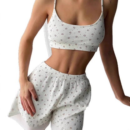 Dam Sommarpyjamas Ärmlös Hjärtmönster Bio-Cotton-6