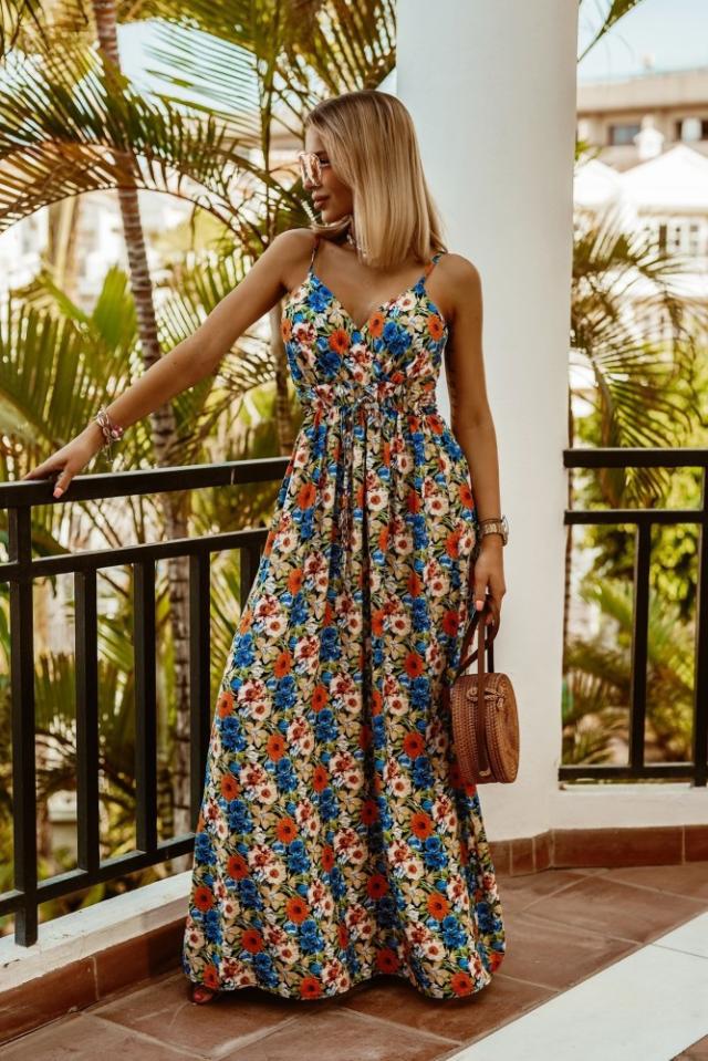 Variant image for Dam Maxiklänning Bohemisk V-Ringning Elastisk Polyester-21