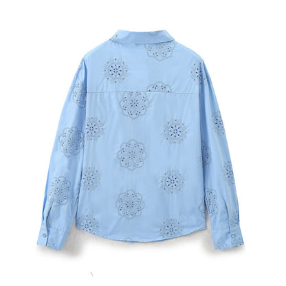 Unisex Skjorta Broderad Polyester Lång Ärmd-3