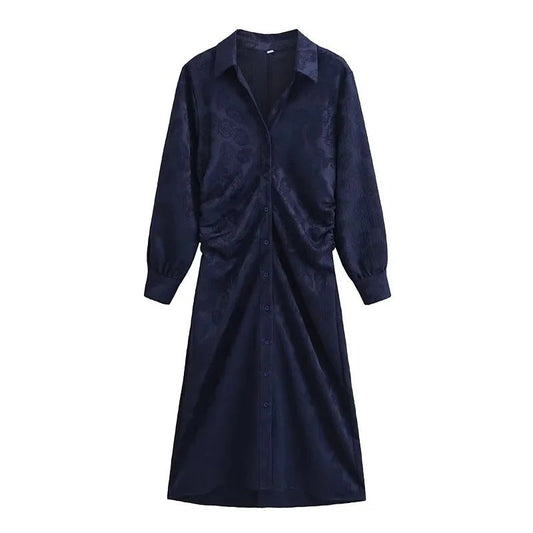 Dam Klänning Skjortablusstil Blommönster Högkvalitativt Tyg 1