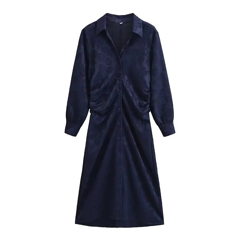 Dam Klänning Skjortablusstil Blommönster Högkvalitativt Tyg 5