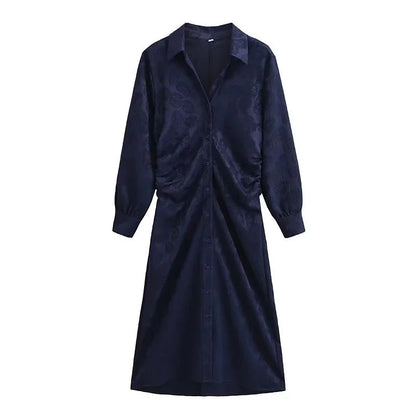 Dam Klänning Skjortablusstil Blommönster Högkvalitativt Tyg 5