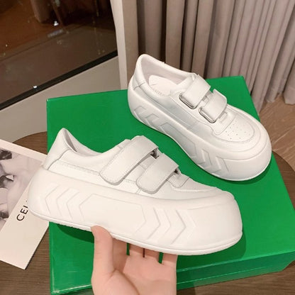 Kvinnliga Chunky Sneakers Kardborrstängning Syntetiskt Läder 4