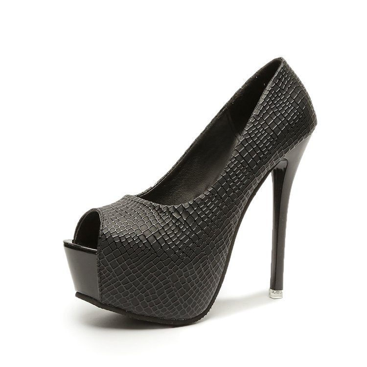 Kvinnor Peep-Toe Pumpar Hög Blockhäl Syntetiskt Läder 1
