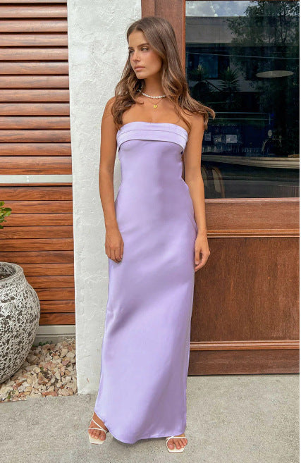 Variant image for Damklänning Off-Shoulder Bodycon Satin Lång-5