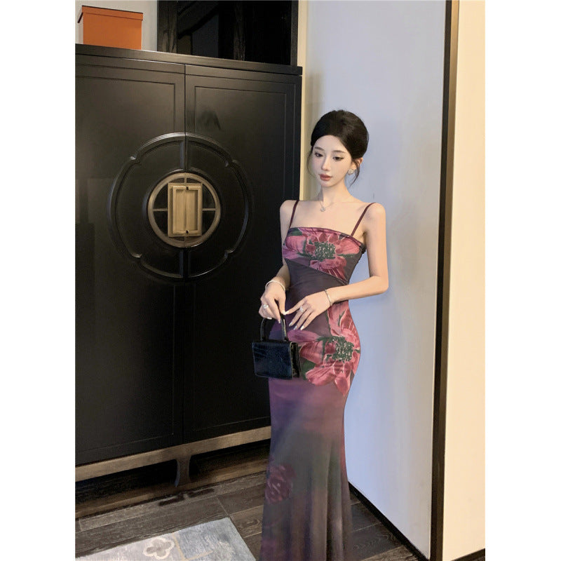 Dam Maxikjol Bodycon Spaghetti Design i Mixat Material – Lång Kjol för Elegant Stil och Komfort 5