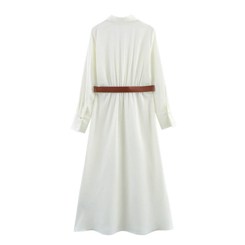 Kvinnors A-Line Klänning Satinliknande Tyg-3