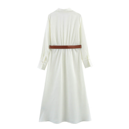 Kvinnors A-Line Klänning Satinliknande Tyg-3