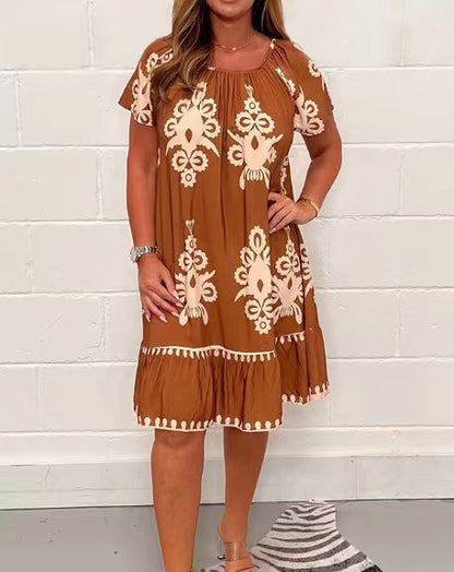 Variant image for Dam Klänning Kortärmad Utskriven Polyester-33