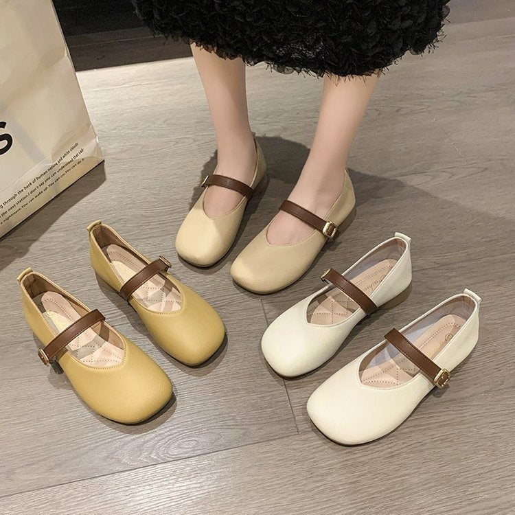 Damskor Mary Jane Ballerinas med Dekorativa Remmar och Blockklack-3