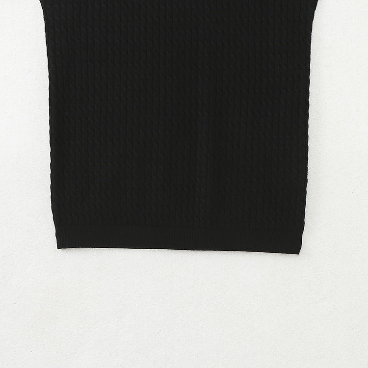 Kvinnors Topp Ribbat Mönster Bomullsmix-4