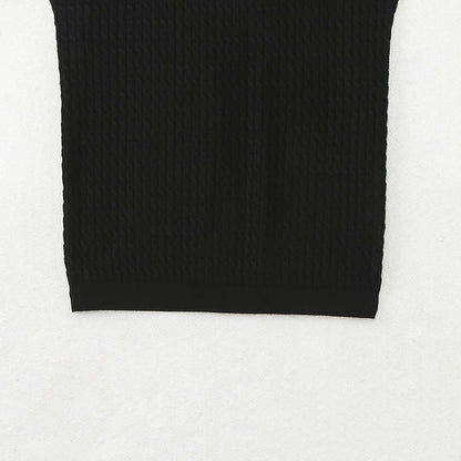 Kvinnors Topp Ribbat Mönster Bomullsmix-4