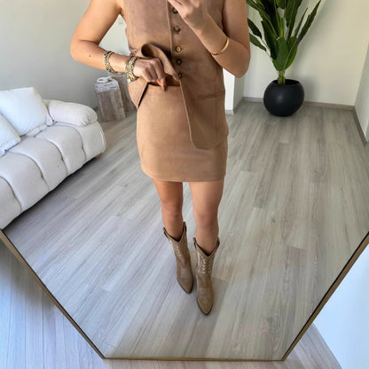 Dam Bodycon Set Monokrom Utan Ärmar Högkvalitativt Tyg-3