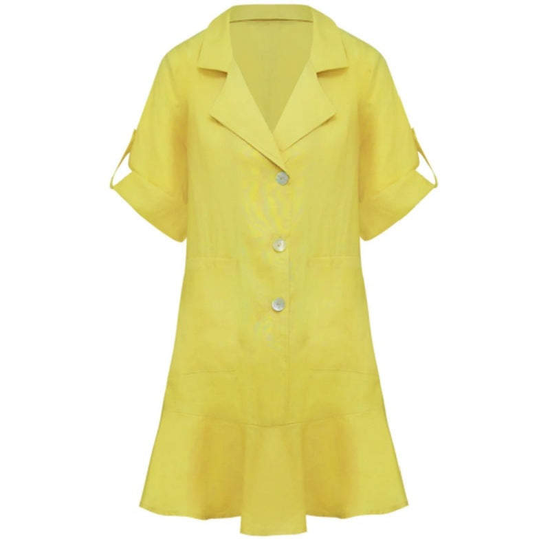 Dam A-Linje Klänning Kortärmad Enfärgad Polyester 3