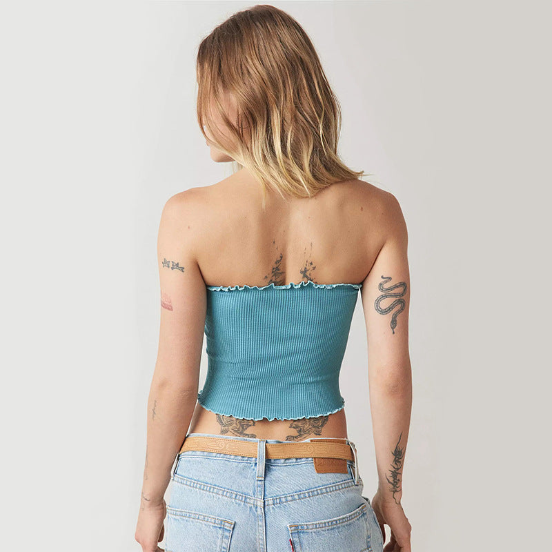 Dam Bandeau Topp Figurbetonad Mjuk Tyg 2