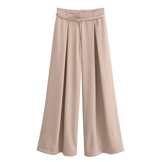 Dam Fritidsbyxor Vida Snitt Hög Midja Polyester med Bälte-1