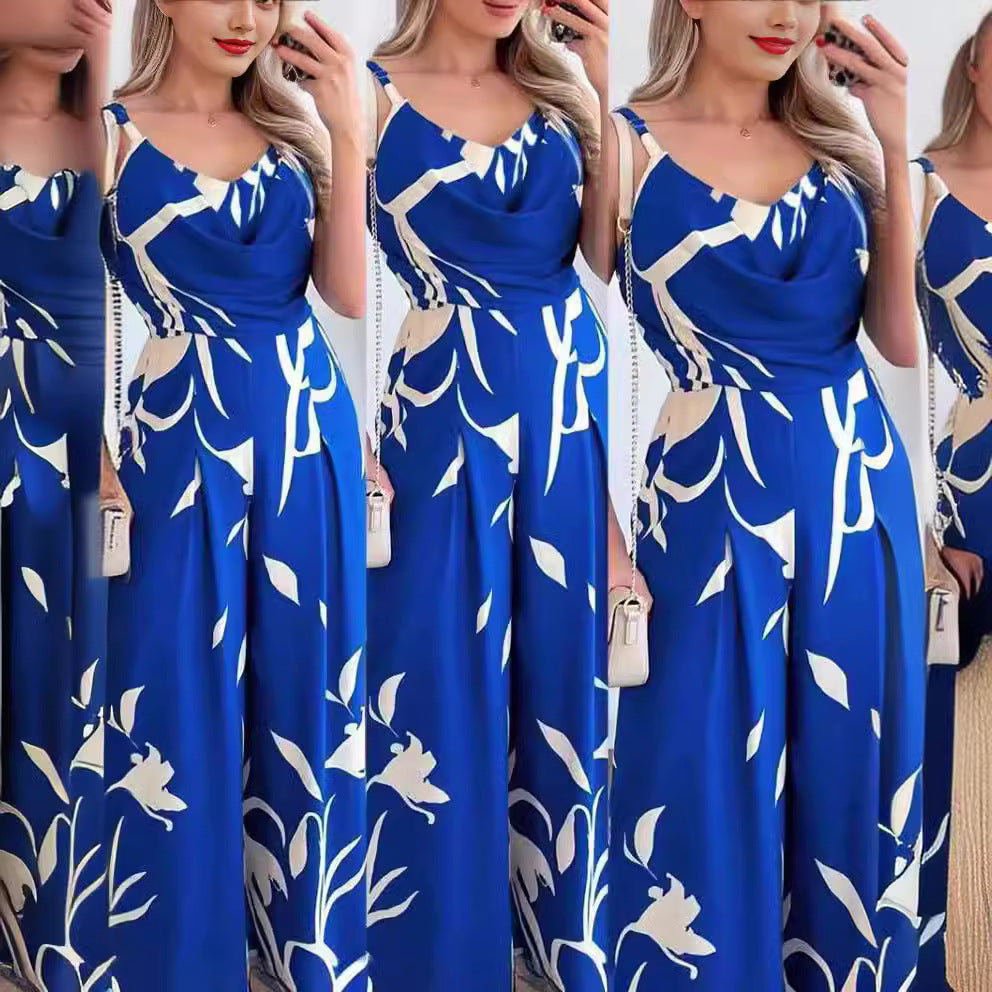 Dam Byxor Med Resår I Midjan Snygga Bred Ben Polyester-5