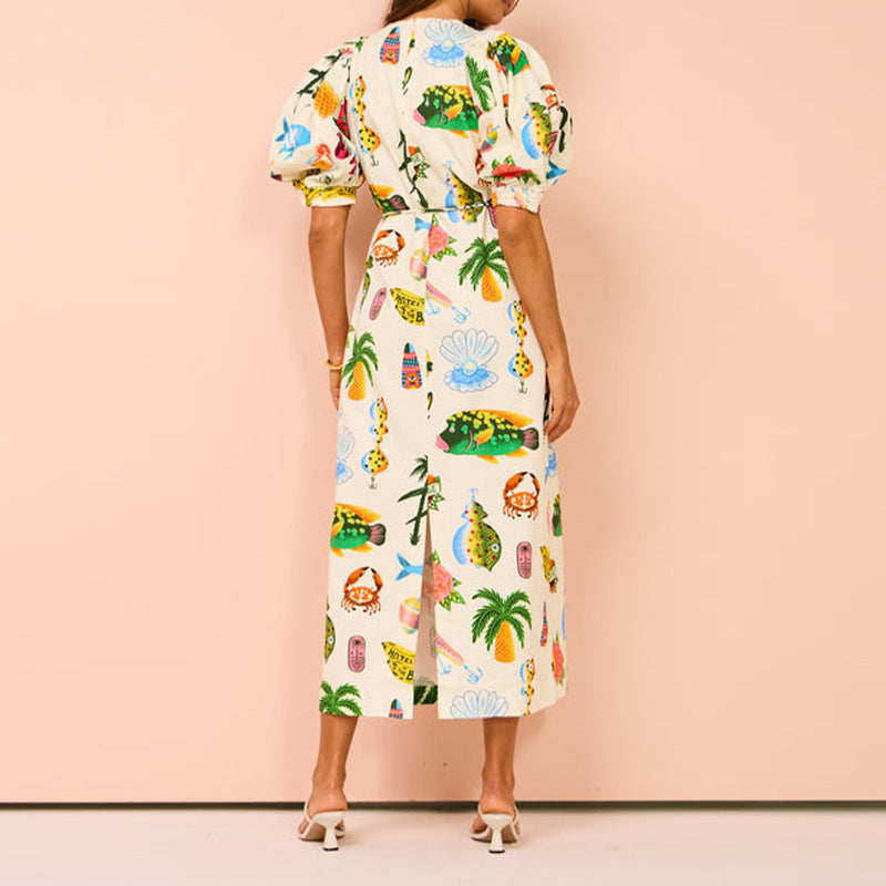 Dam A-Line Kjol med Puffärmar Polyester 4