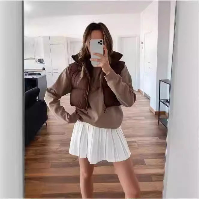 Dam Förtjockad Buffertväst Polyester med Ståkrage-3