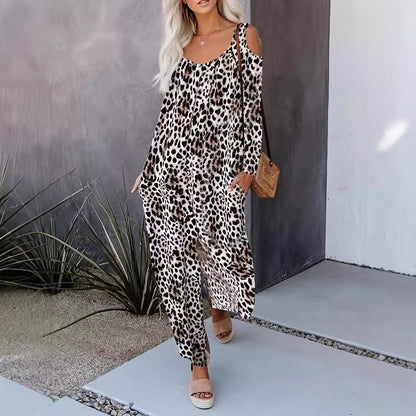 Dam Jumpsuit Långärmad Löst Snitt Polyester Hög Midja Casual-2