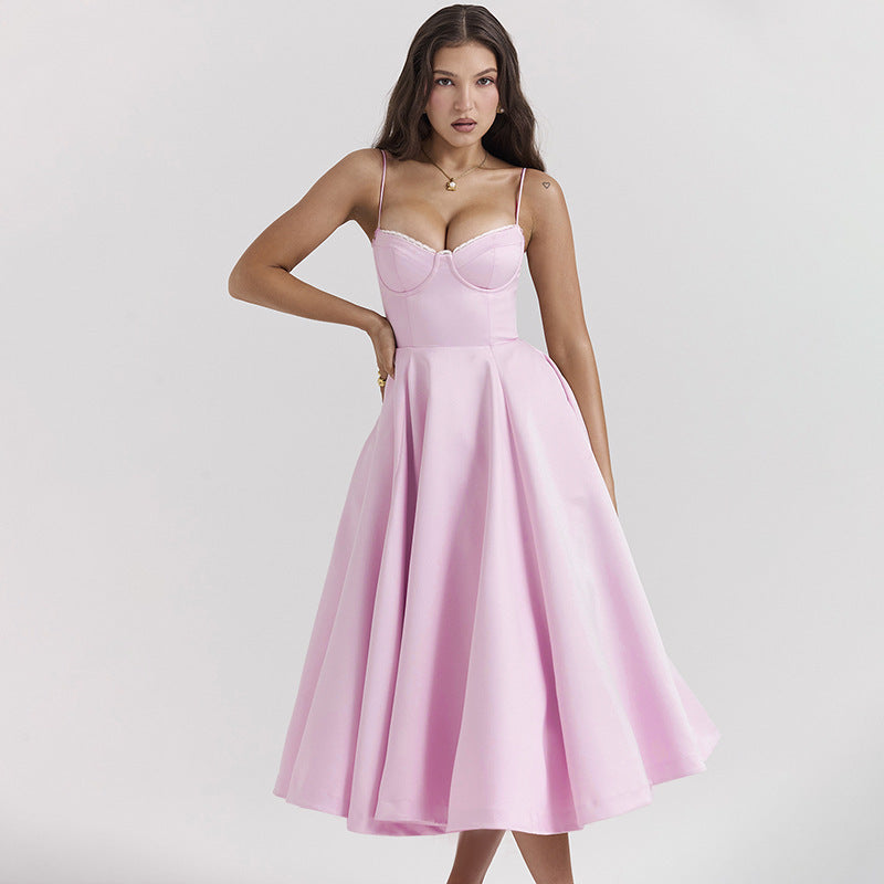 A-Linien Cocktailkleid Damen mit Justierbaren Trägern – Herzförmiger Ausschnitt, Schwingender Rock, Ideal für Hochzeiten und Feste 1