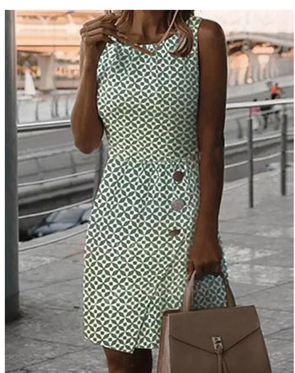 Kvinnors Midi Klänning Tryckt Polyester Avslappnad 6