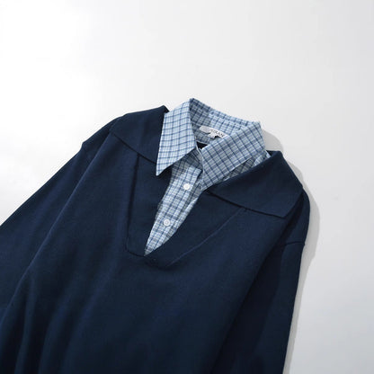 Kvinnor V-ringad Tröja Integrerad Blus Mjuk Tyg-3