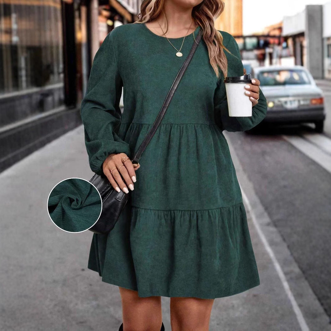 Kvinnors Miniklänning med Voluminösa Ärmar och Cirkulär Halsringning – Mjukt Tyg för Vardag och Fest 5