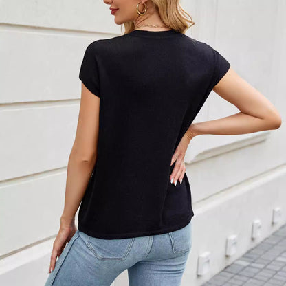 Dam T-shirt Löst Passande Viskos Nylon Elegant Stil-4