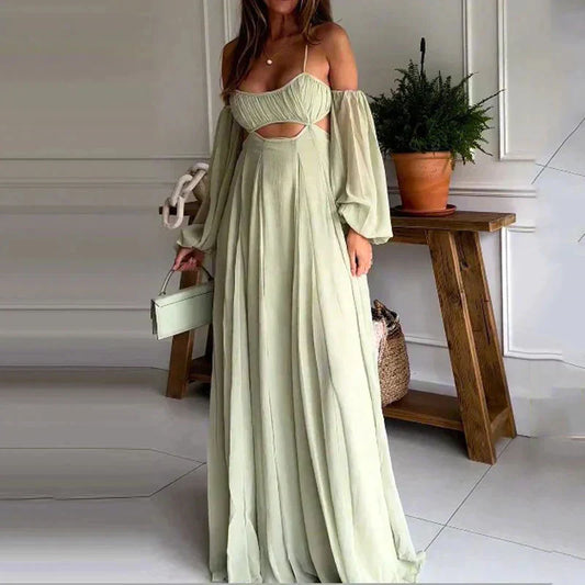 Dam Fritidsklänning Spaghetti Band Lätt Vävnad-1