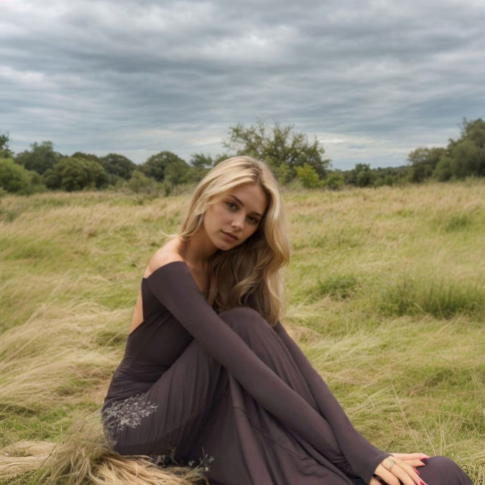 Damklänning Bodycon Ankel Längd Enfärgad Högkvalitativt Tyg-3