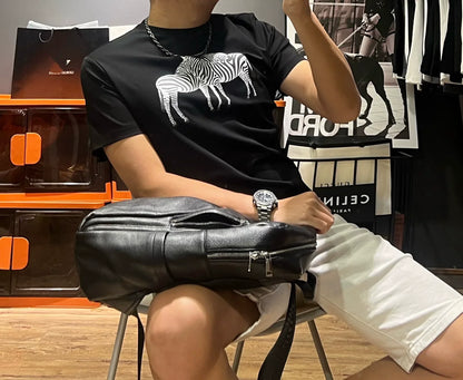 Herr T-shirt Rund Hals Minimalistisk 100% Bomull-2