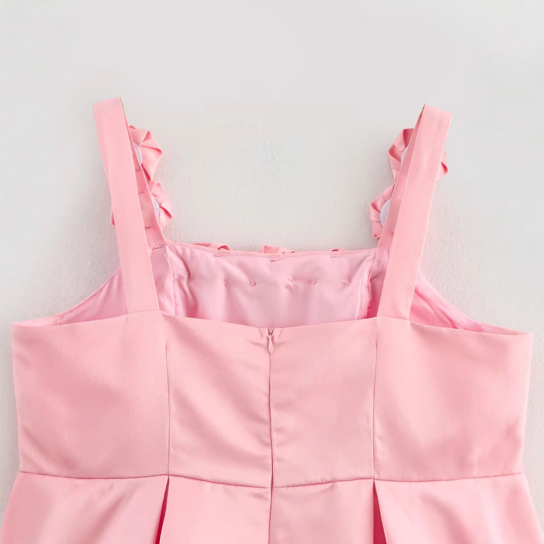 Kvinnors A-linjeformad Slipklänning med 3D Blommor i Satin 4