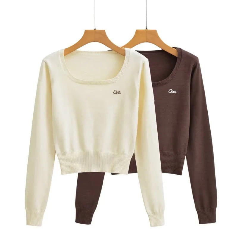 Kvinnor Crop Top U-hals Mjuk Bomullsmix Ribbstruktur Snäv Passform 2