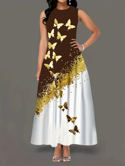 Variant image for Damklänning A-linje Djurmönster Ärmlös Polyester-11