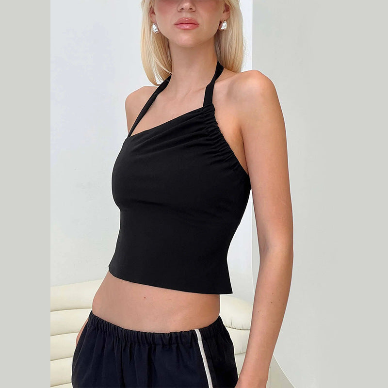 Kvinnors Topp Minimalistisk Ruffles Elastisk Tyg 2