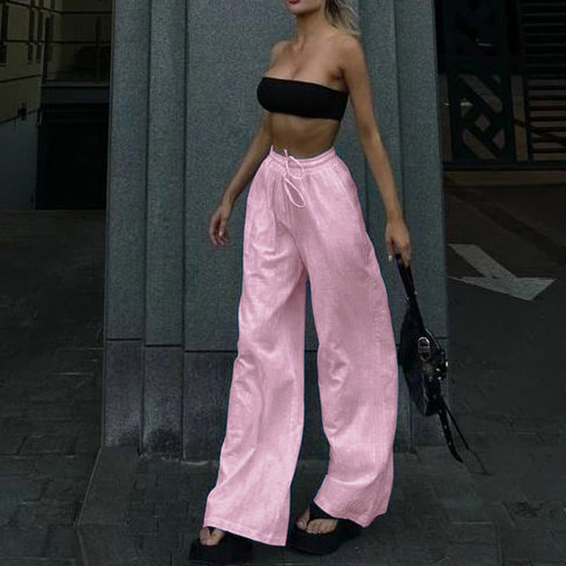 Kvinnors Casual Tröja med Elastiskt Midjeband – Mjuk Jersey, Avslappnad Passform, Justerbar Snörning, Bred Benarea 5