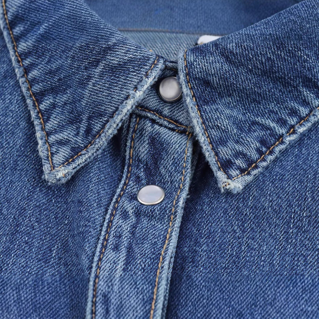 Dam Klänning A-Linjeformad Denim Casual 4