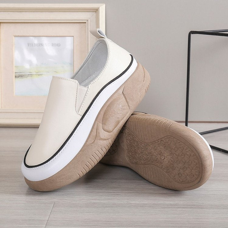 Kvinnors Slip-On Sneakers med Modern Platå i Syntetiskt Läder – Andningsbar och Slipbeständig Gummisula 4