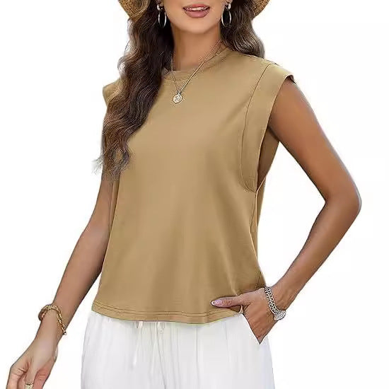 Dam T-shirt Löst Sittande Rundhalsad Polyester-2