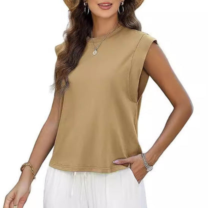 Dam T-shirt Löst Sittande Rundhalsad Polyester-2