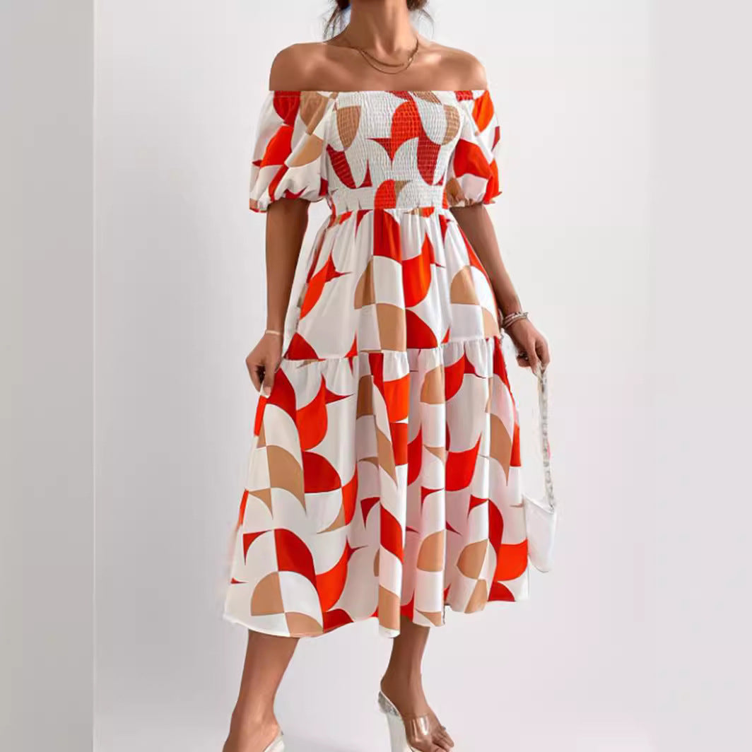 Variant image for Damklänning A-linjeformad Geometriskt Mönster Polyester-1