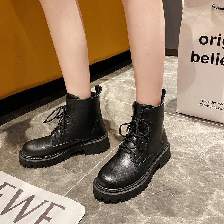 Dam Stövlar med Snörning och Trendig Profilsula i Svart Syntetiskt Läder – Medelhög Skafthöjd, Bekväm och Hållbar 6