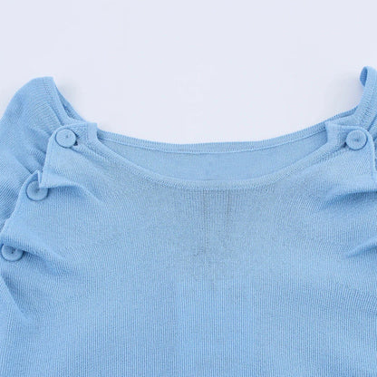 Kvinnors Långärmad Topp Rüsch Detaljer Ribbstickad Tyg 3