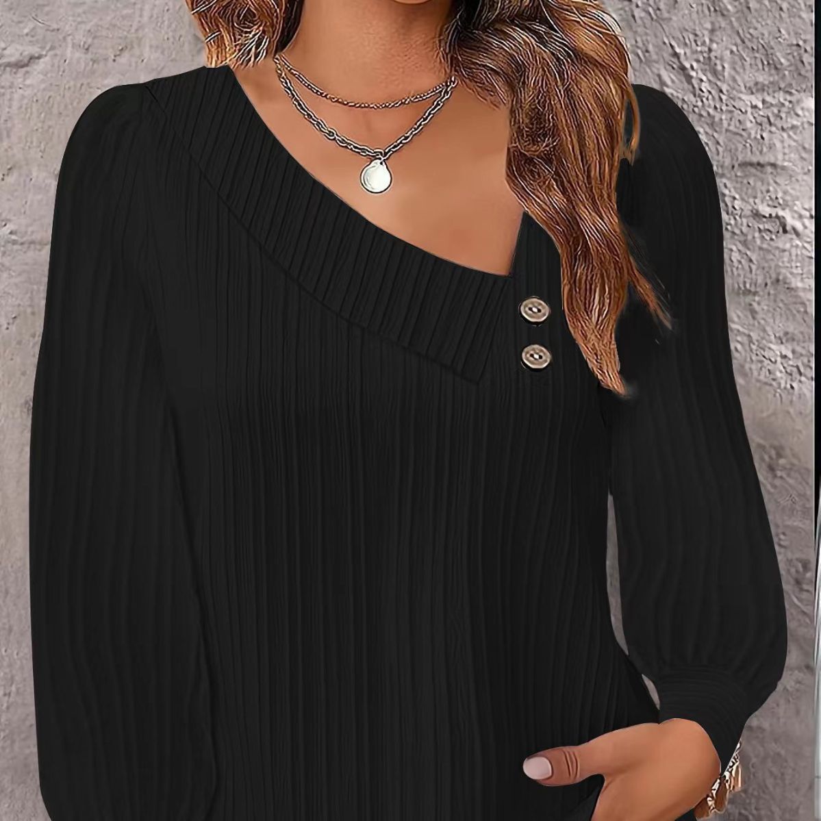 Dam Tröja V-ringad Minimalistisk Polyester Lång Ärmar-3