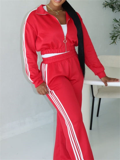 Dam Långärmad Toppjacka och Byxor Set Spandex-5