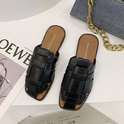 Dam Sandaler Flätad Design Gummi Öppna Mulor 8